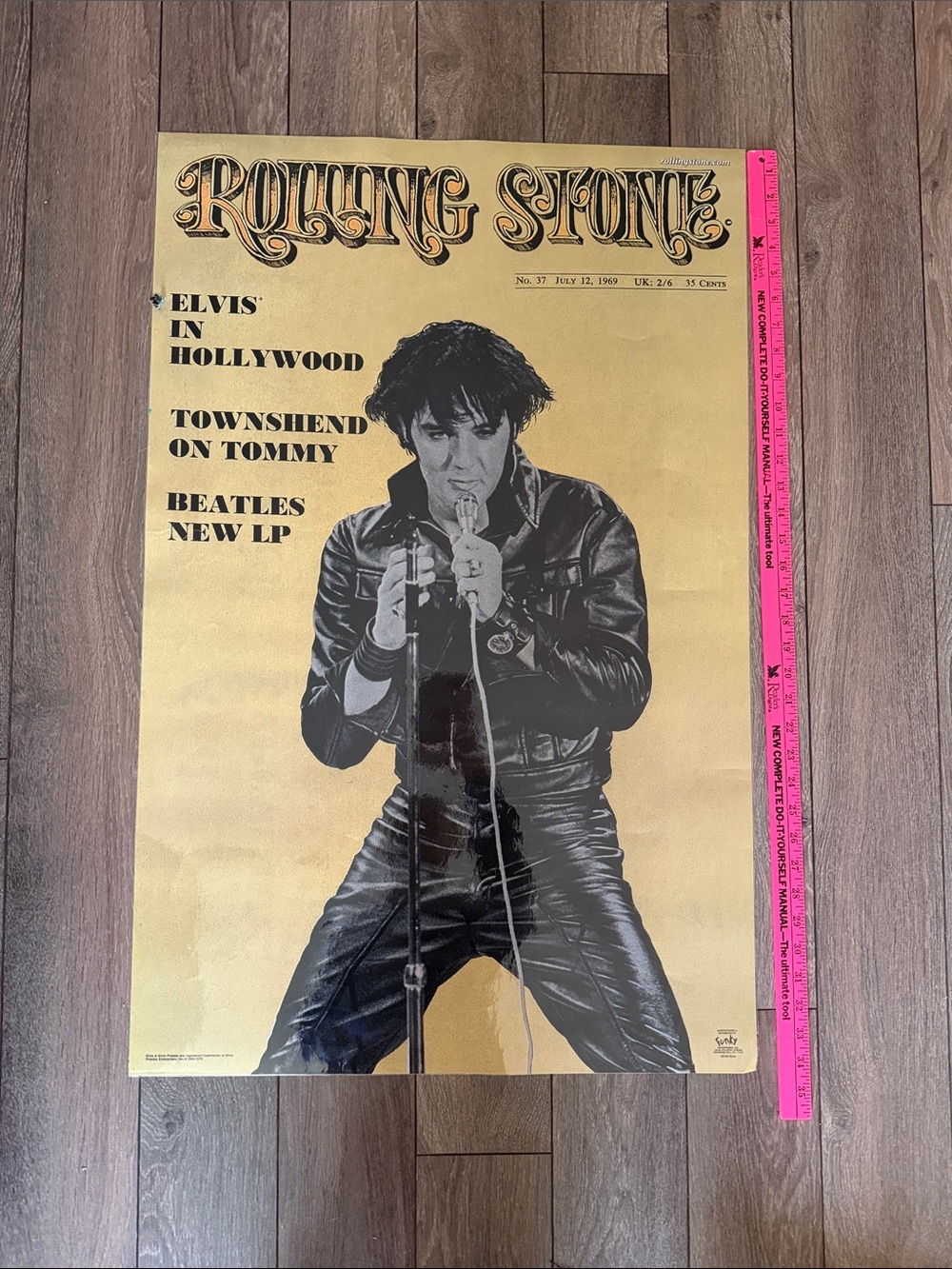 Rolling Stone Elvis In Hollywood Poster - Yellow & Black 34”x 22”